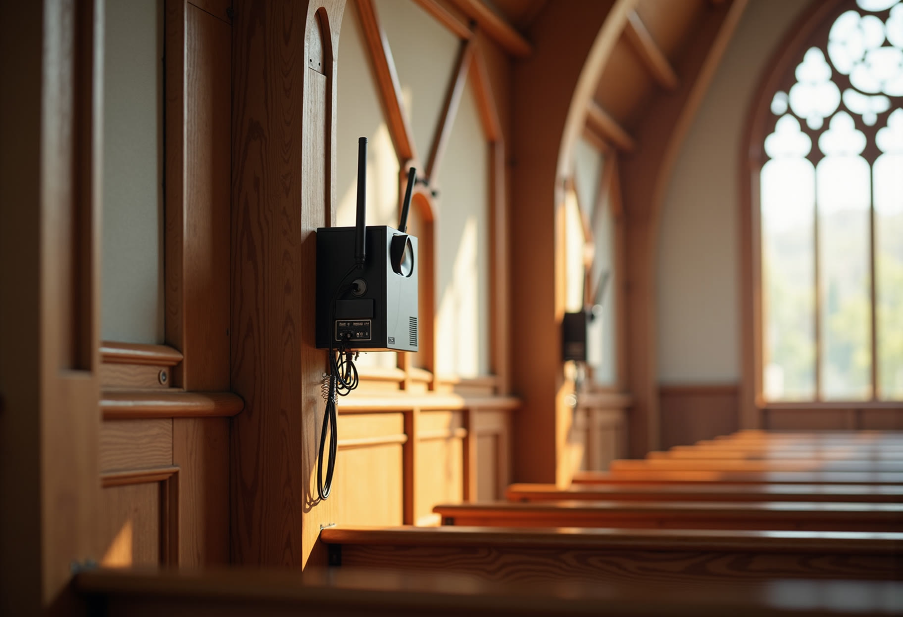 Wireless mic antennas mounted high